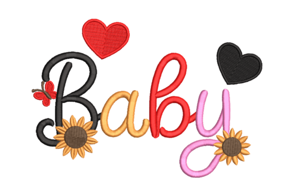 Baby Script with Hearts Sunflowers