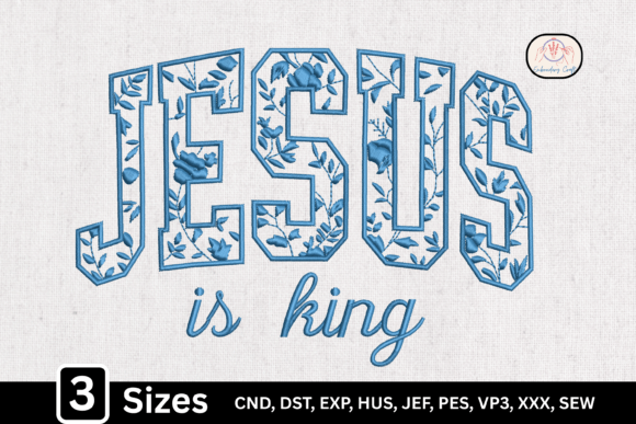Blue Toile Floral Pattern Jesus is King