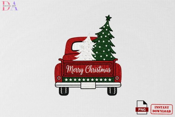 Christmas Truck Tree Embroidery PNG
