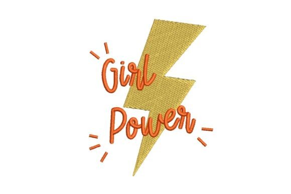 Girl Power Lightning Bolt Embroidery Design