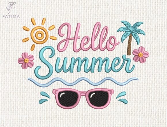 Hello Summer Embroidery Design