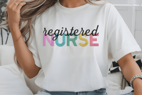 Pastel Block Letters Registered Nurse