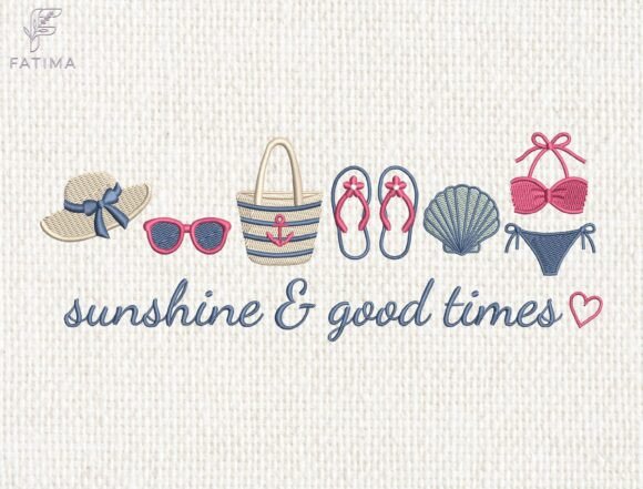Summer Beach Embroidery Design